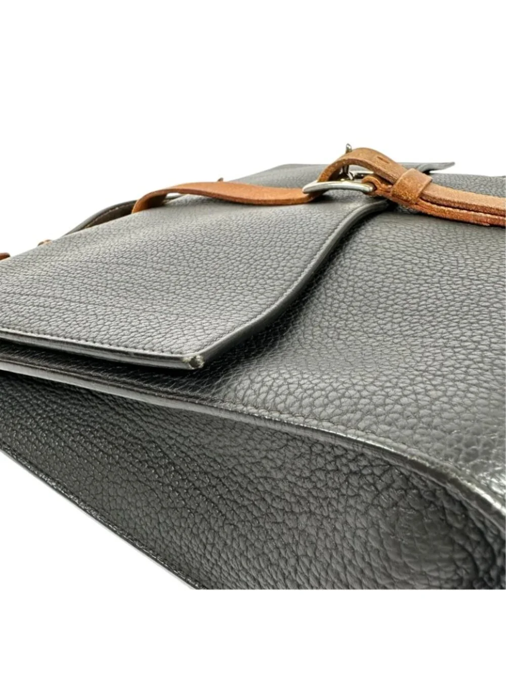 Hermes Etriviere Document Fjord Black Business Bag Silver